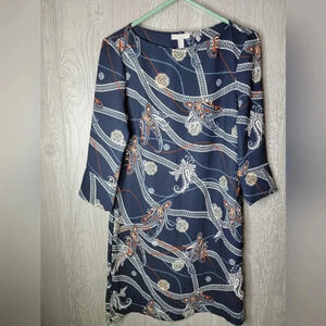 H&M knee length dress. Navy back ground with a paisley design. 4P.